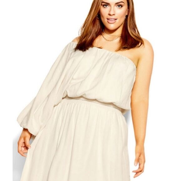 NWT CITY CHIC Wonderous Top - Pearl Size L 20 One Shoulder - Picture 1 of 8